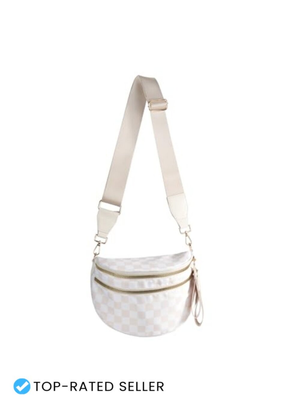 FEIBOON Spacious Nylon Crossbody Bag Checkered Bum Bag Handbag